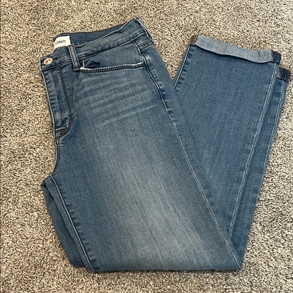 Hudson Blair High Rise Straight Crop Jeans Size 28 Light Wash‎ cuffed Hem